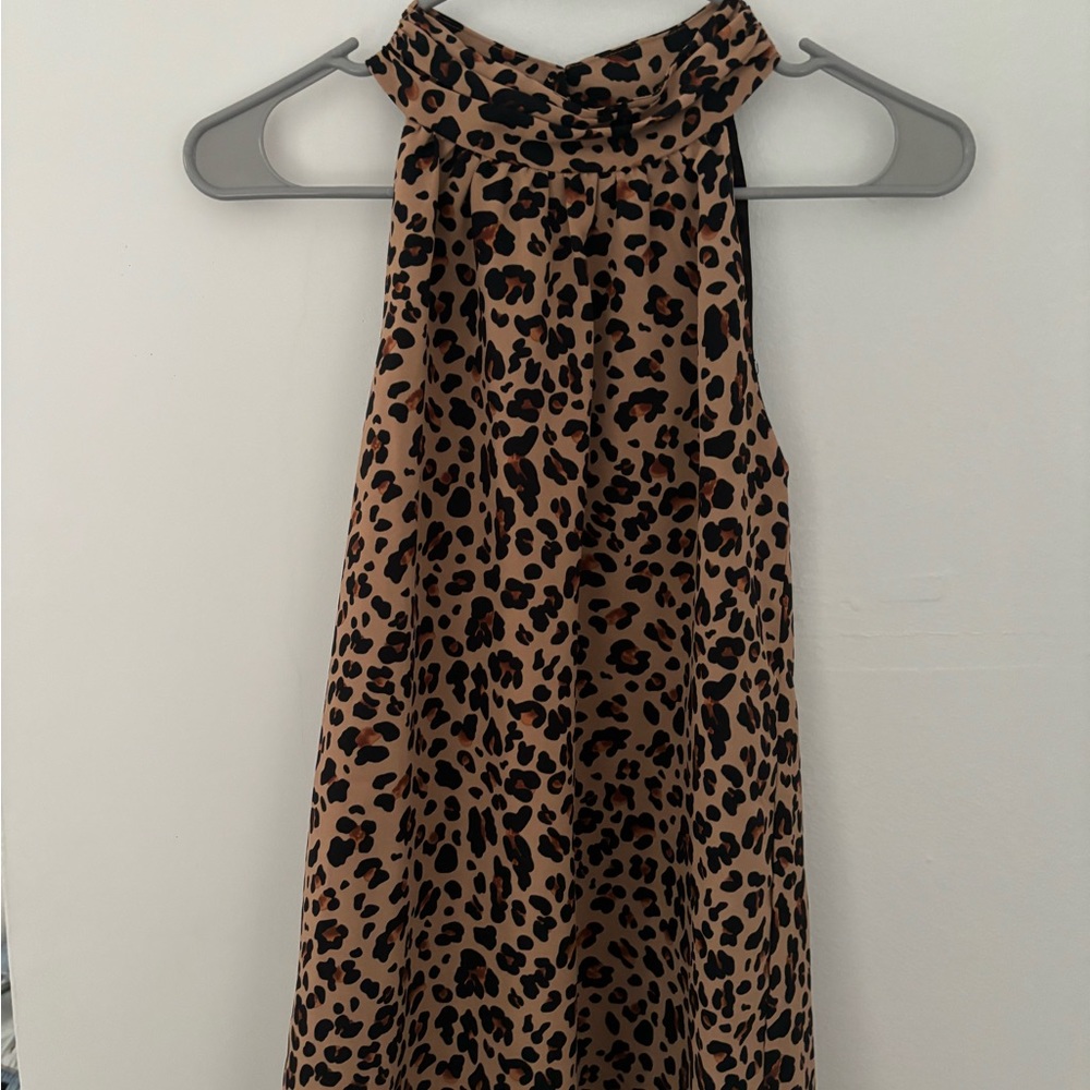 Leopard Print Sleeveless Halter Top